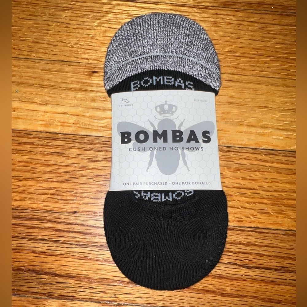 BOMBAS Women’s Black & Gray Cushioned No Show Socks Size S NEW
